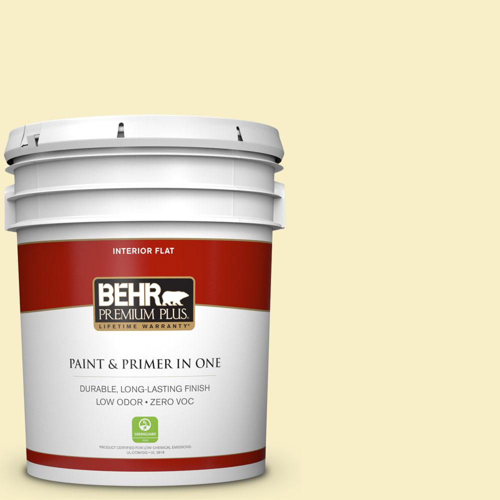 BEHR Premium Plus 5 gal. 400A1 Candlelight Yellow Flat Zero VOC