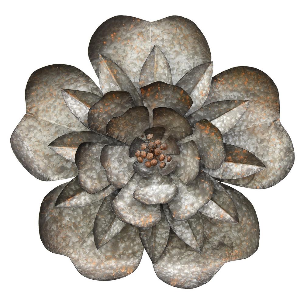 Three Hands Gray Metal Flower Wall Decor 61766 The Home Depot Three Hands Gray Metal Flower Wall Decor