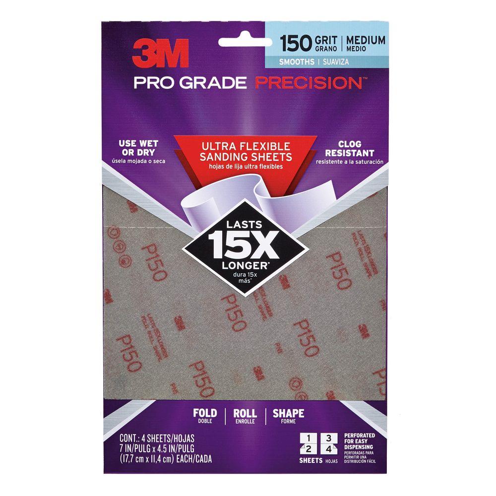 3M Pro Grade Precision 9 in. x 11 in. 150 Grit Medium Advanced Sanding