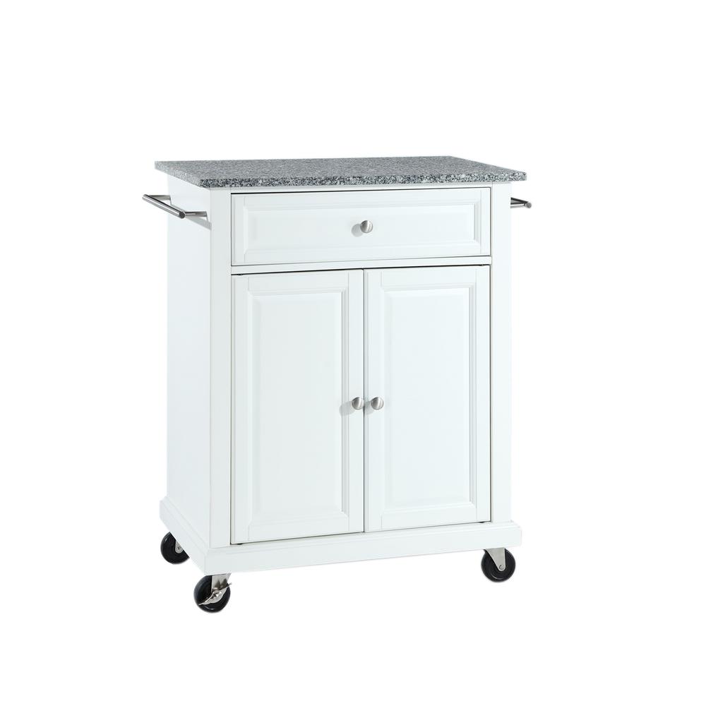 Crosley White Kitchen Cart With Stainless Steel Top KF30022EWH The