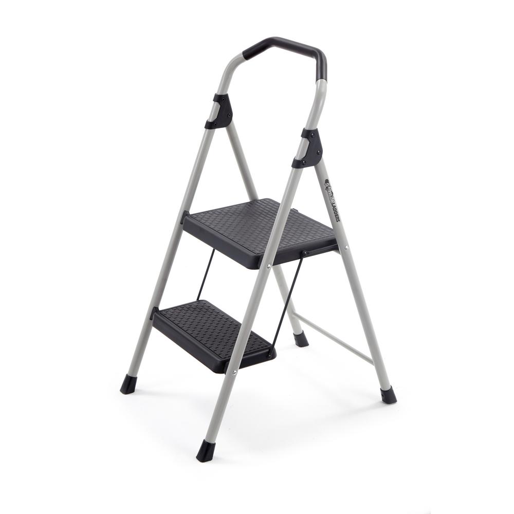 Gorilla Ladders 2-Step Lightweight Steel Step Stool Ladder with 225 lb ...