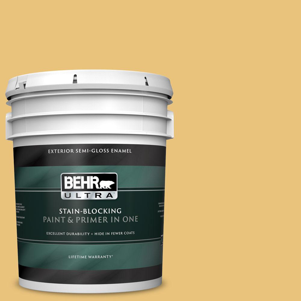 Behr Ultra 5 Gal Mq4 13 Golden Thread Semi Gloss Enamel Exterior Paint And Primer In One