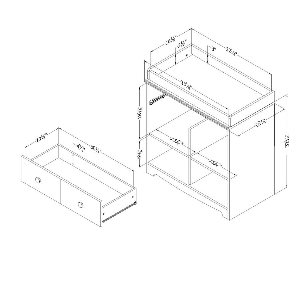 South Shore Little Jewel Small 1-Drawer Changing Table with Cube Storage Pure White