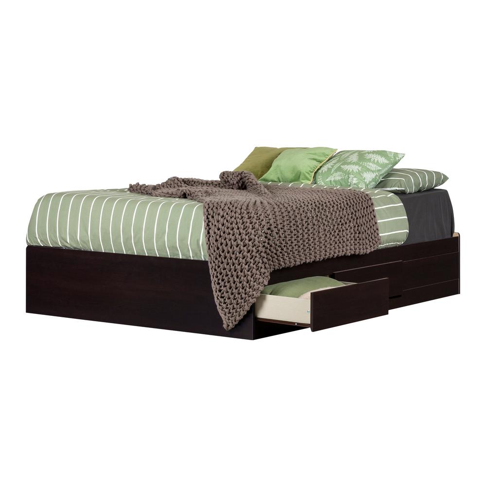 South Shore Vito 2 Drawer Queen Size Storage Bed In Chocolate