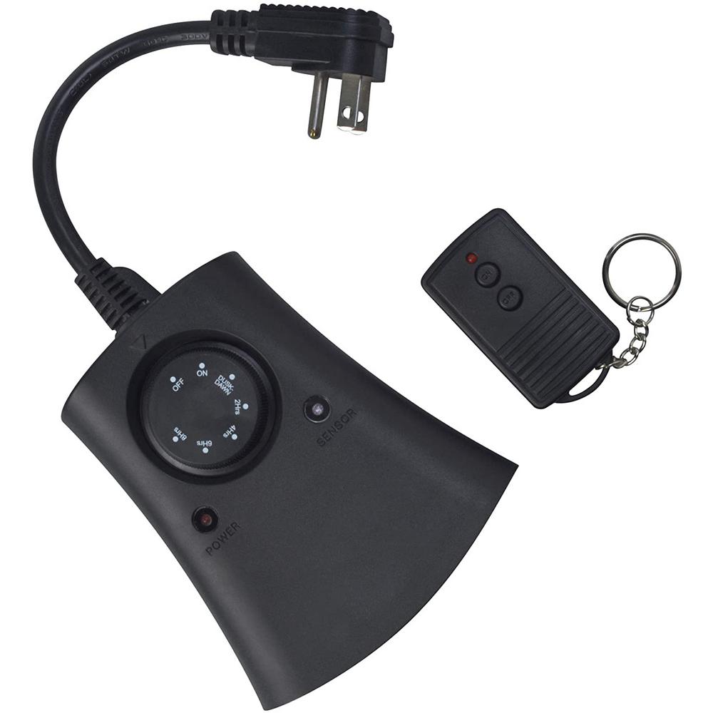 Woods 8 3 Amp 24 Hour Outdoor Wireless Remote Photocell Control Timer Black 59746wd The Home Depot Woods 8 3 Amp 24 Hour Outdoor Wireless, Outdoor Timer For Lights Home Depot
