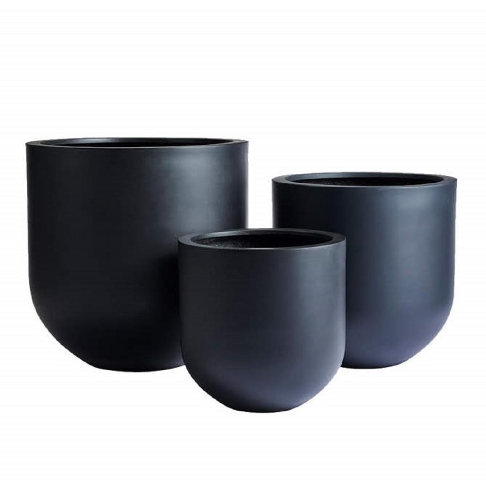 Dream Patio Santa Rosa 12 Dia X 12 H Black Fiberstone Bullet Planter Vl10005 30 Bk The Home Depot