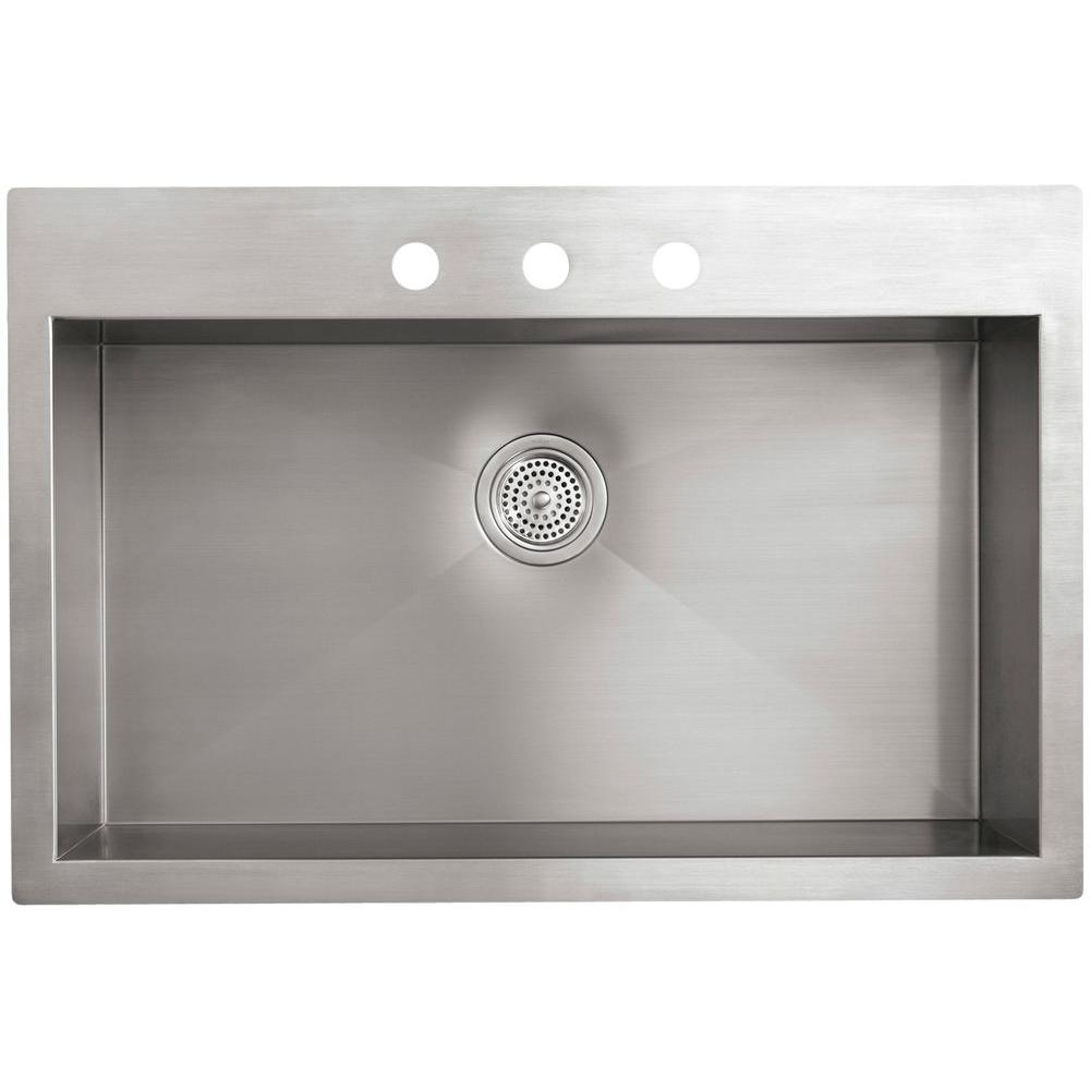 KOHLER Vault DropIn/Undermount Stainless Steel 33 in. 4Hole Single