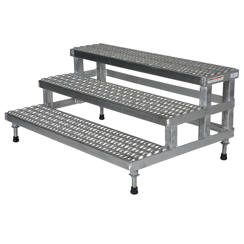 Vestil 48 inch x 34 inch 3 Step Adjustable Stainless Steel Step Mate Stand by Vestil