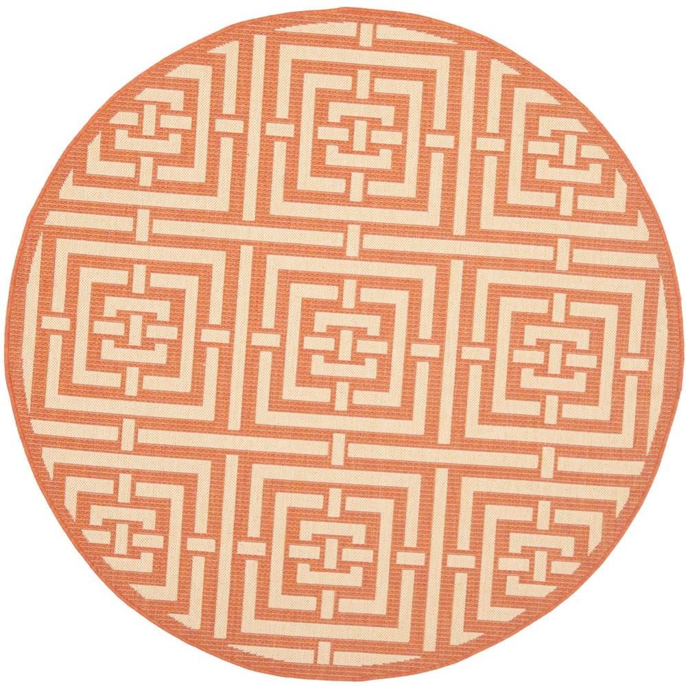Safavieh Courtyard Terracotta/Cream 5 ft. x 5 ft. Indoor/Outdoor Round