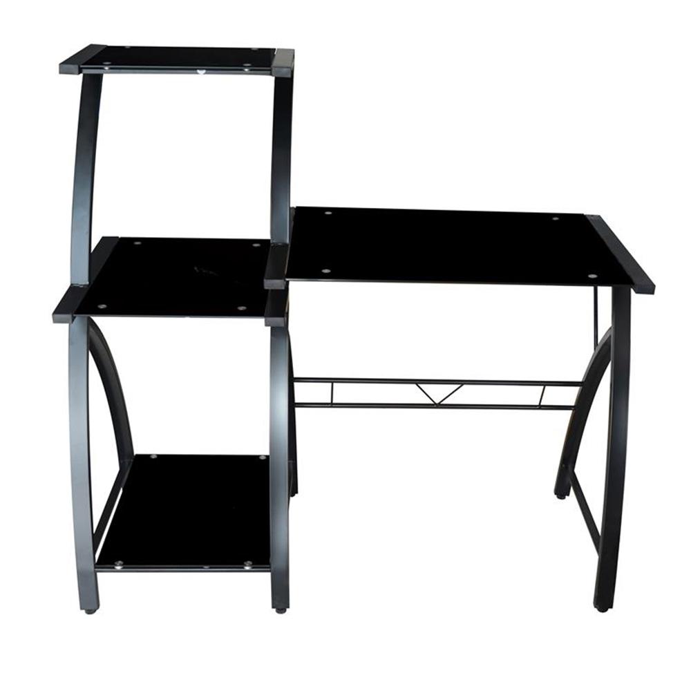 Proht Black Computer Desk With 3 Tier Shelf 05029 The Home Depot