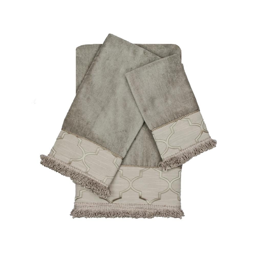 Austin Horn Collection Ascot Grey Loop Decorative Embellished Towel Set