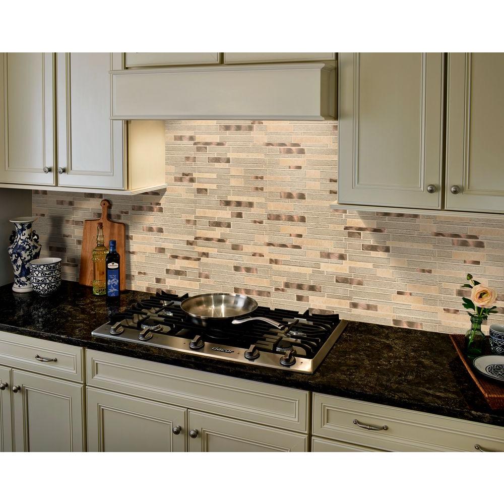 Msi Champagne Toast Interlocking 12 In X 12 In X 4 Mm Textured Glass Metal Stone Mesh Mounted Mosaic Tile 1 Sq Ft Sglsmtil Chatst The Home Depot