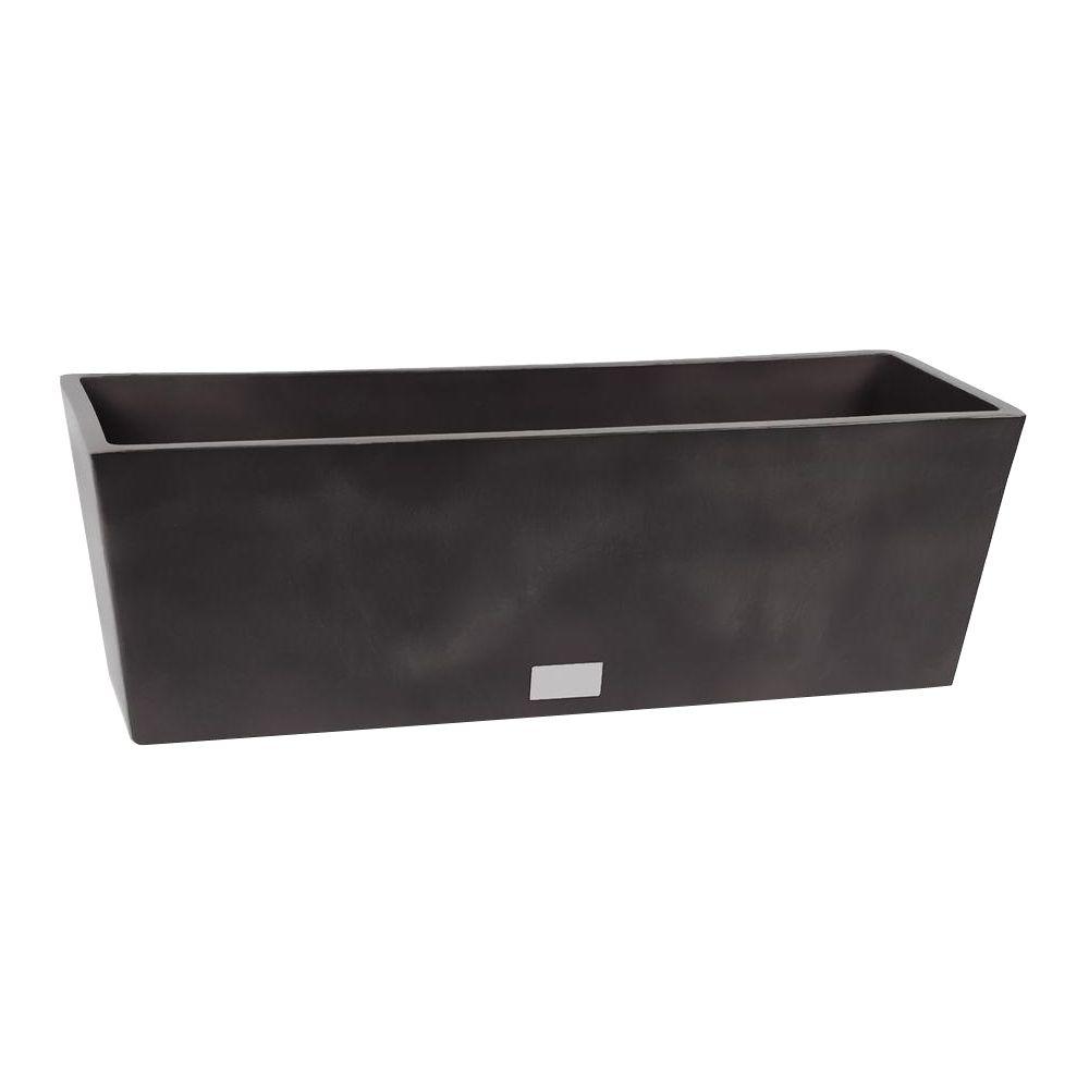 Veradek Window Box 9 in. W x 25 in. H Black Rectangular Plastic Planter ...