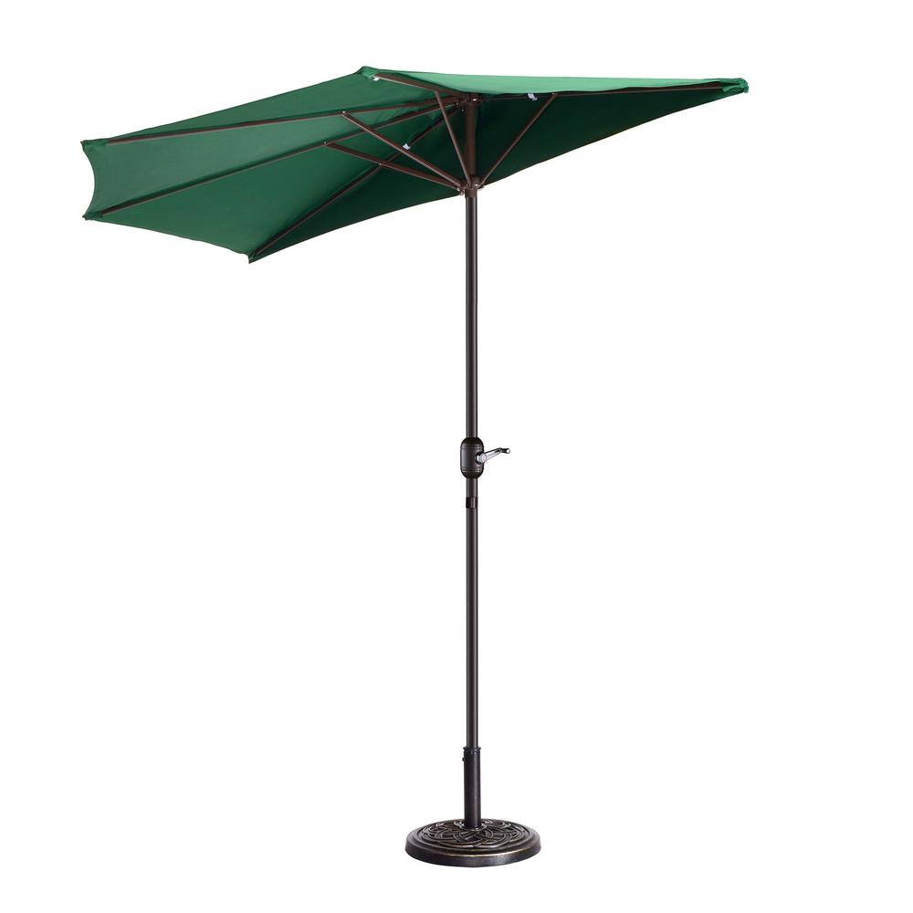 Villacera 9 Ft Steel Market Half Patio Umbrella In Green Hwd630721 The Home Depot