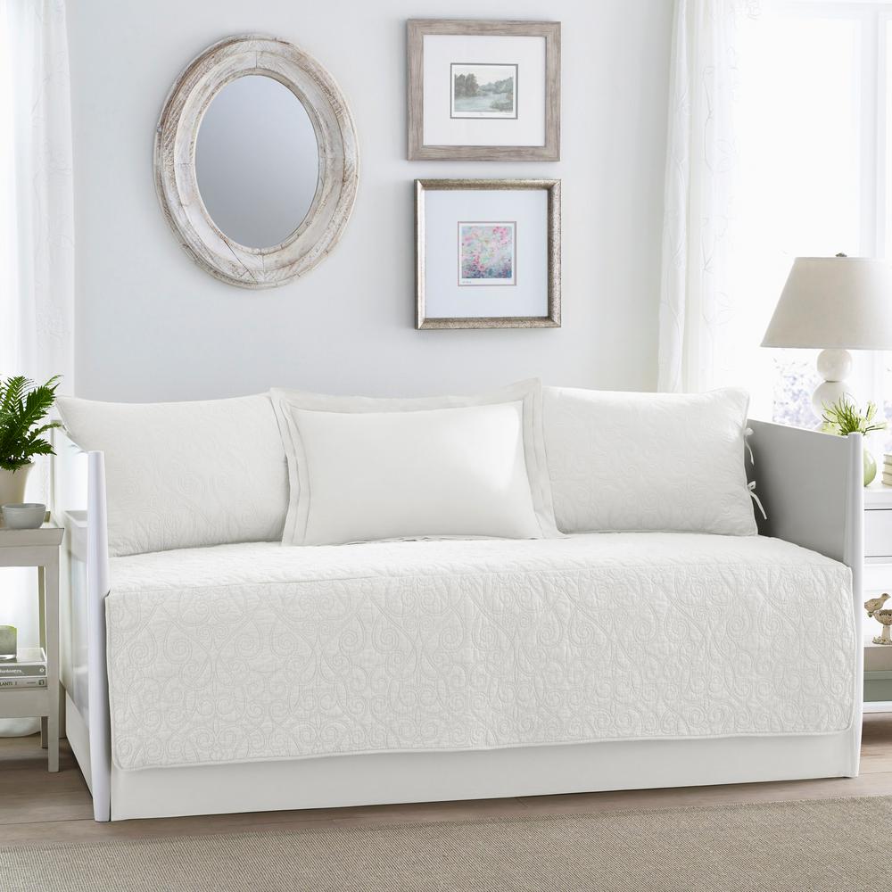Laura Ashley Felicity 5 Piece White Daybed Set 220861 The Home Depot Laura Ashley Felicity 5 Piece White Daybed Set