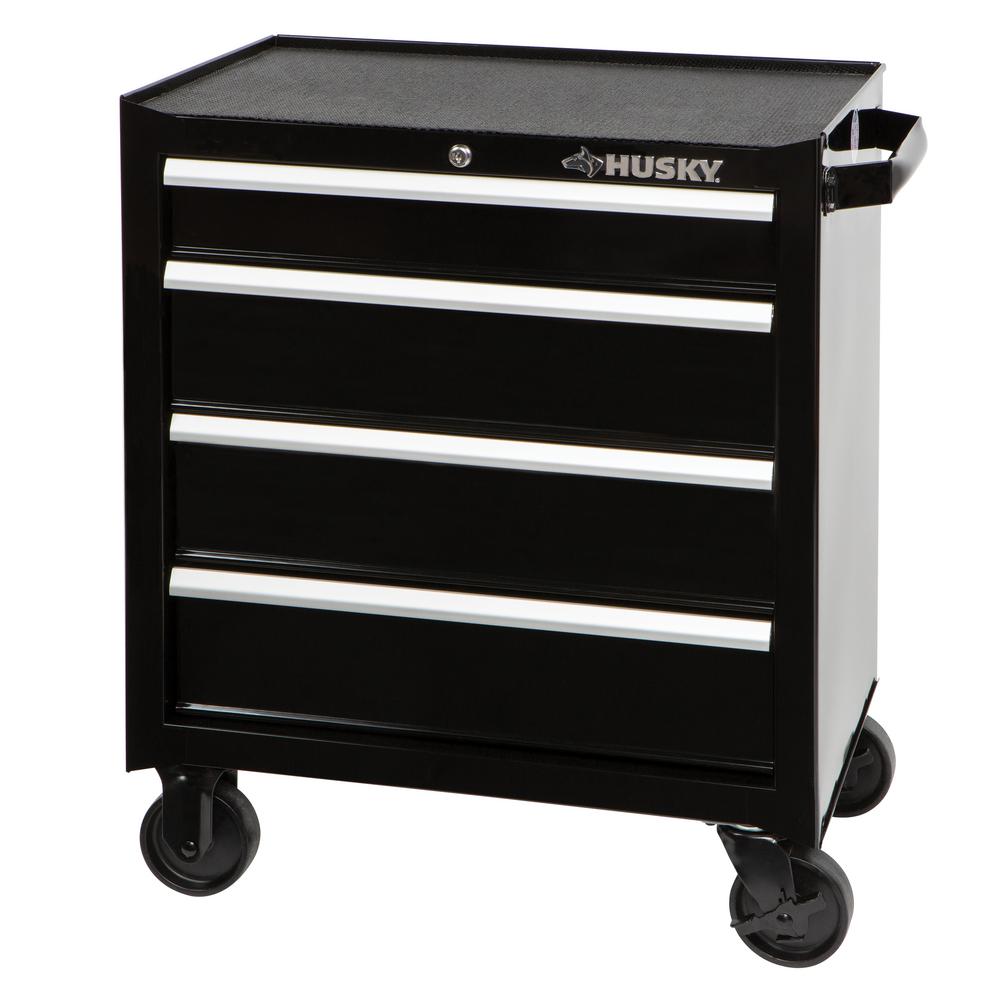 Husky 26 In W 4 Drawer Rolling Cabinet Tool Box Chest In Gloss