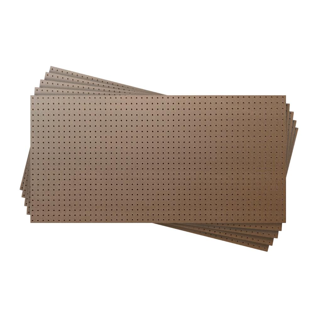 1/8 in. x 48 in. x 24 in. Tempered Brown Pegboard Hardboard Wainscoting Panel Kit (5Pack) 40 sq