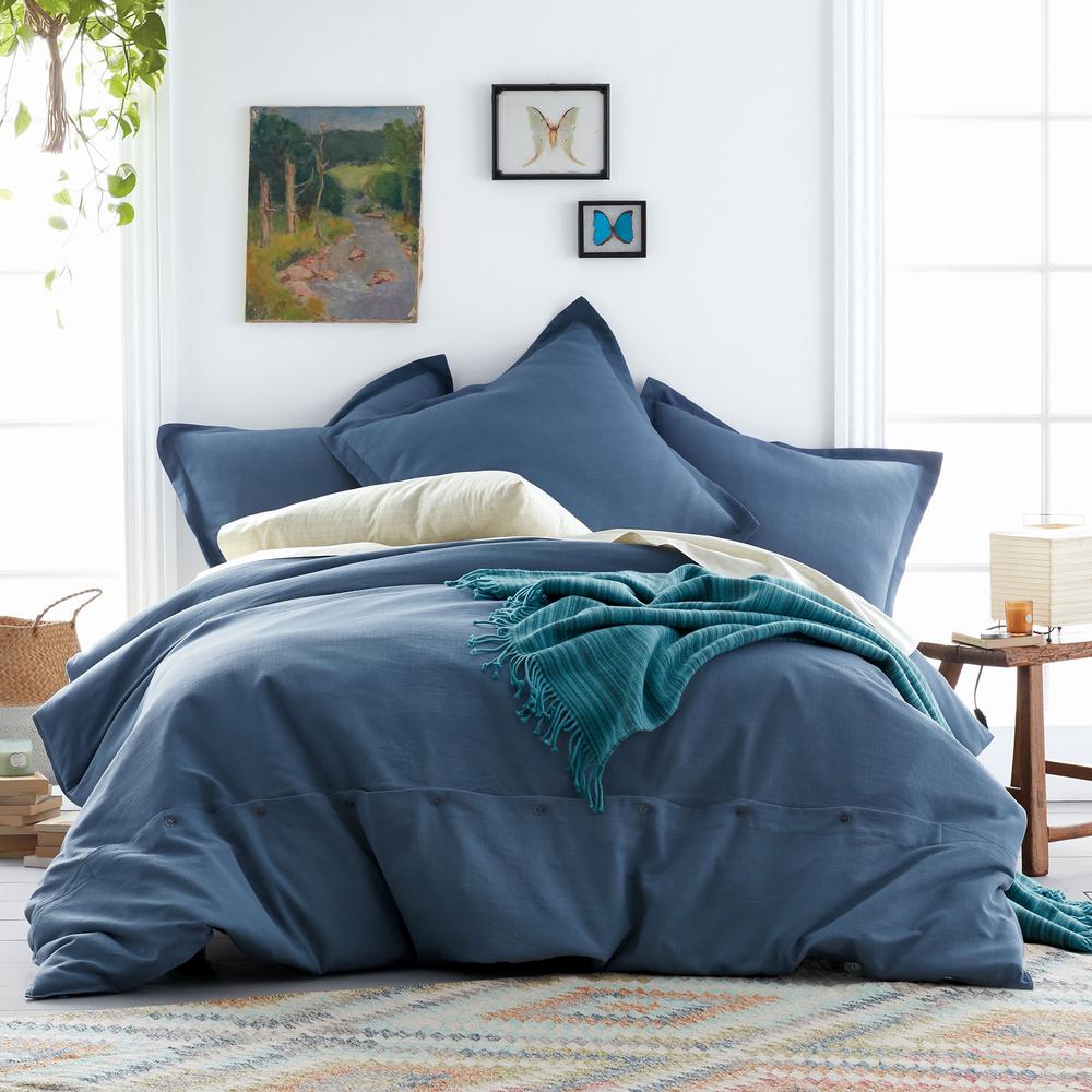 Cstudio Home By The Company Store Asher Solid Smoke Blue Cotton