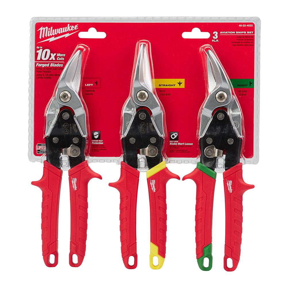 Milwaukee Straight-Cut Offset Aviation Snip (3-Pack)-48-22-4533 - The