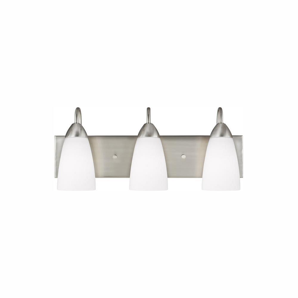 Sea Gull Lighting Seville 3 Light Brushed Nickel Bath With Led Bulbs Sea Gull Lighting Seville 3 Light Brushed Nickel Bath With Led Bulbs
