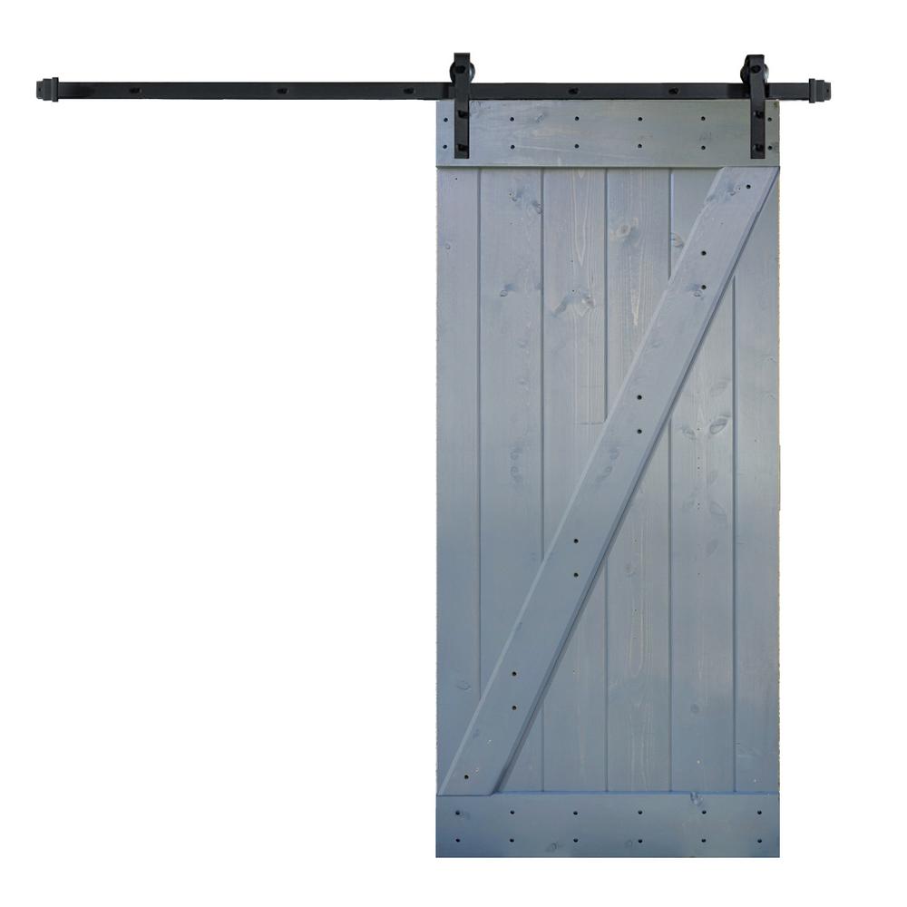 Wellhome 36 In X 84 Z Series Diy Dark Grey Finished Knotty Pine 36 In X 84 Z Series Diy Dark Grey Finished Knotty Pine Wood Sliding Barn Door With 6 Ft Track Hardware Kit