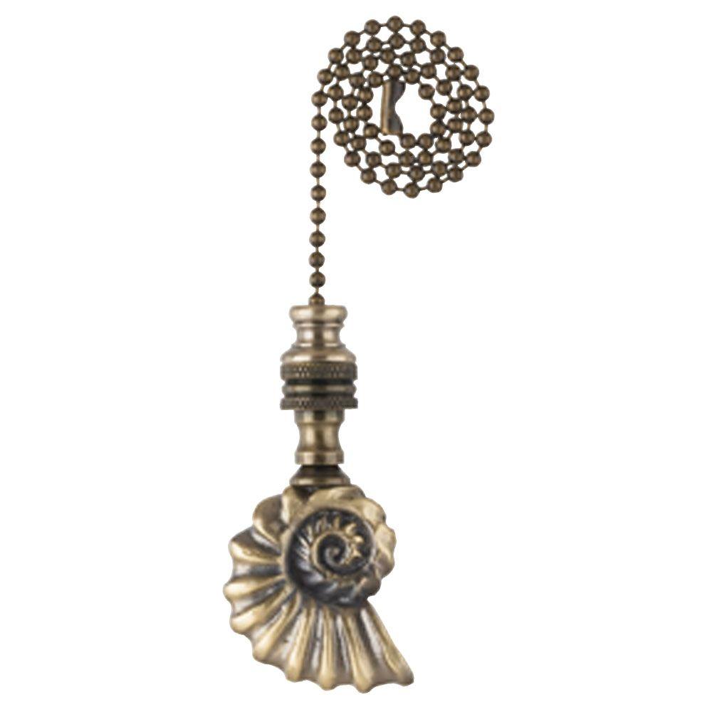 Ceiling fan pull chains ceiling fan parts the home depot antique brass shell pull chain aloadofball Choice Image
