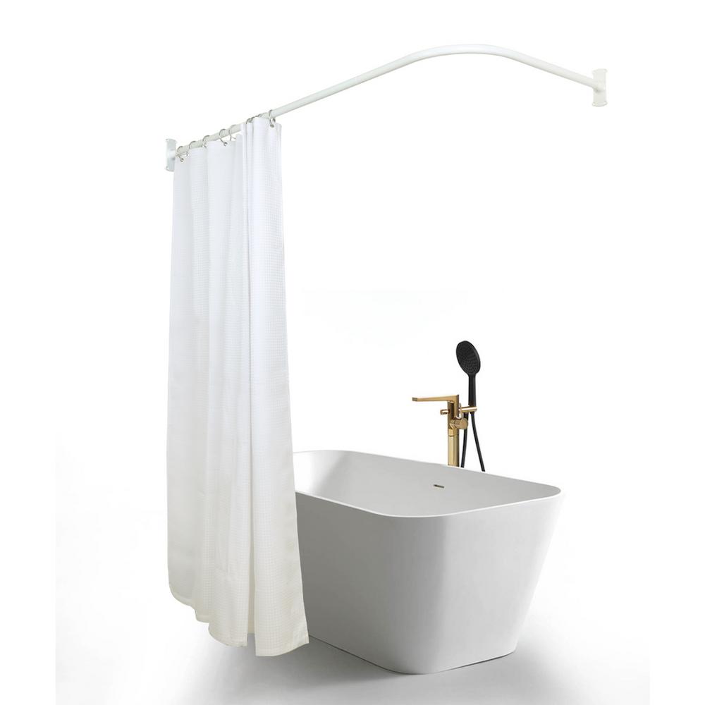 Utopia Alley 66 In Shower Curtain Rod Rustproof L Shaped Corner White Lr1ww The Home Depot - L Shower Curtain Rod