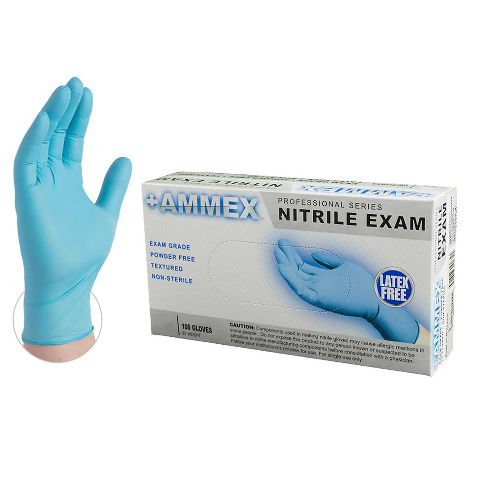 Ammex Extra Large 4 Mm Extra Large 4 Mm Blue Nitrile Exam Powder Free Disposable Gloves 100 Box