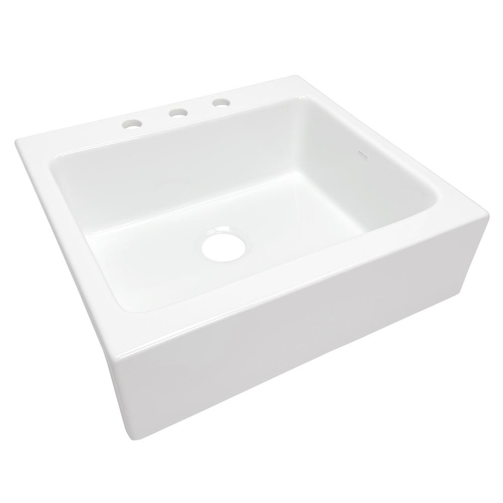 Sinkology Josephine Quick Fit Drop In Farmhouse Fireclay 25 85 3 Hole Single Bowl Kitchen Sink Crisp White Sk452 26fc The Home Depot - Drop In Farm Sink Home Depot Sinkology Josephine Quick Fit Drop In Farmhouse Fireclay 25 85 3 Hole Single Bowl Kitchen Sink Crisp White Sk452 26fc The Home Depot - Drop In Farm Sink Home Depot