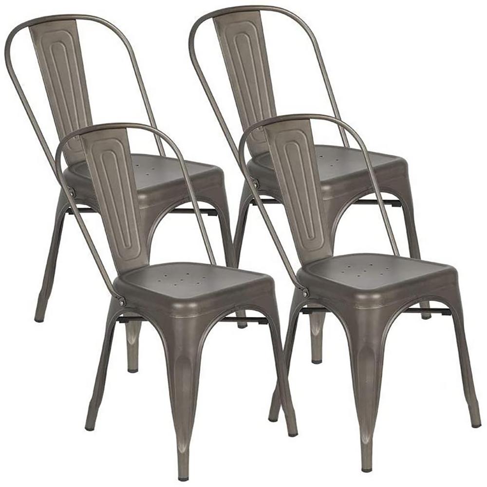 Boyel Living Gun Home Metal Kitchen Dining Room Chairs Stackable High Back Farmhouse Chair