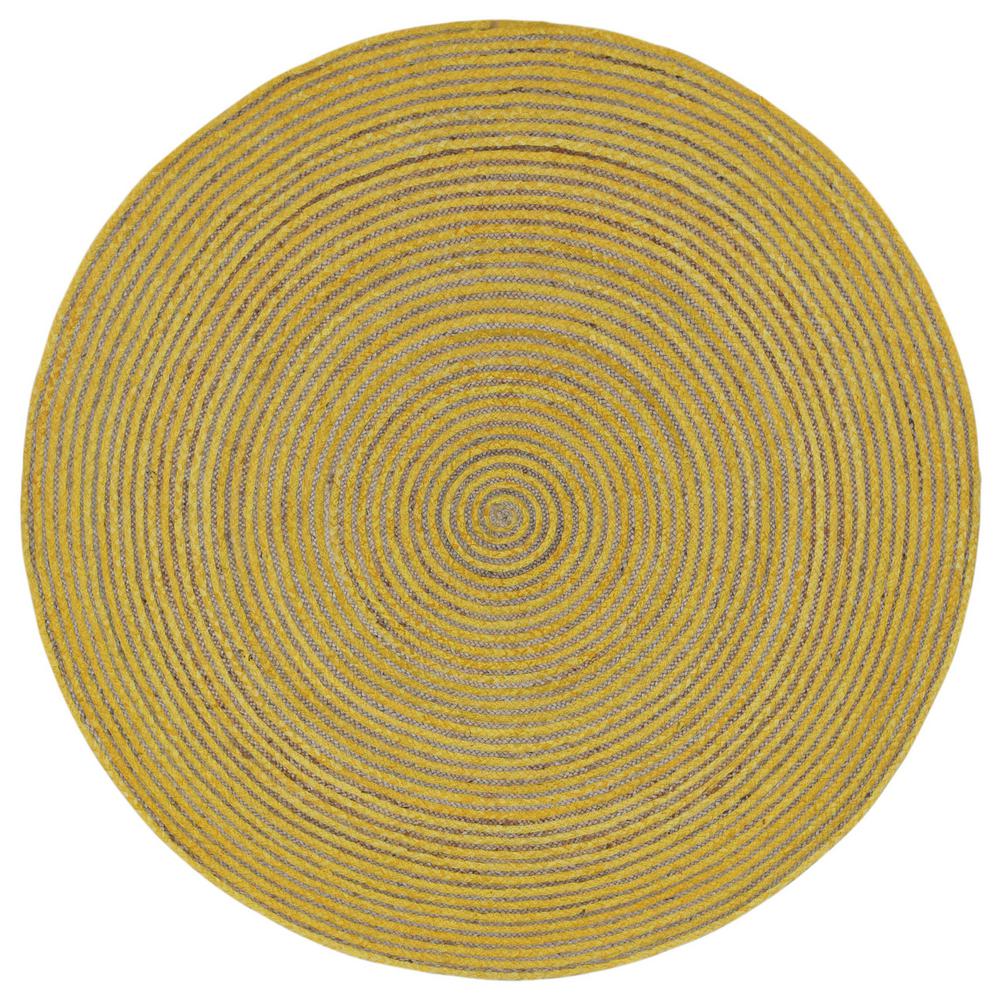Earth First Jute And Yellow Cotton Racetrack 3 Ft X Round Area Rug