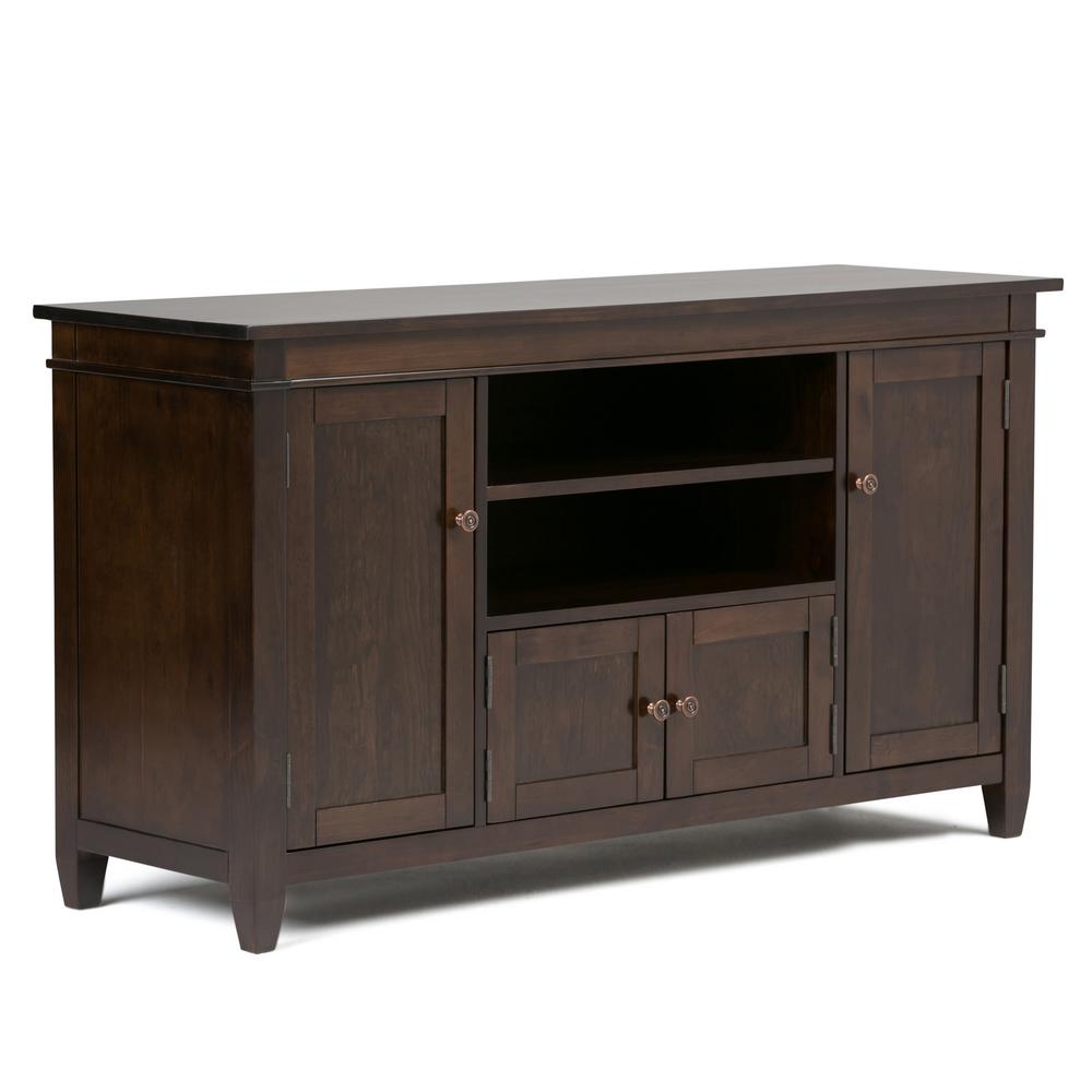 Simpli Home Carlton Solid Wood 54 In Wide Contemporary Tv Media Wide Contemporary Tv Media Stand In Brown For Tvs Upto 60 By Simpli Home