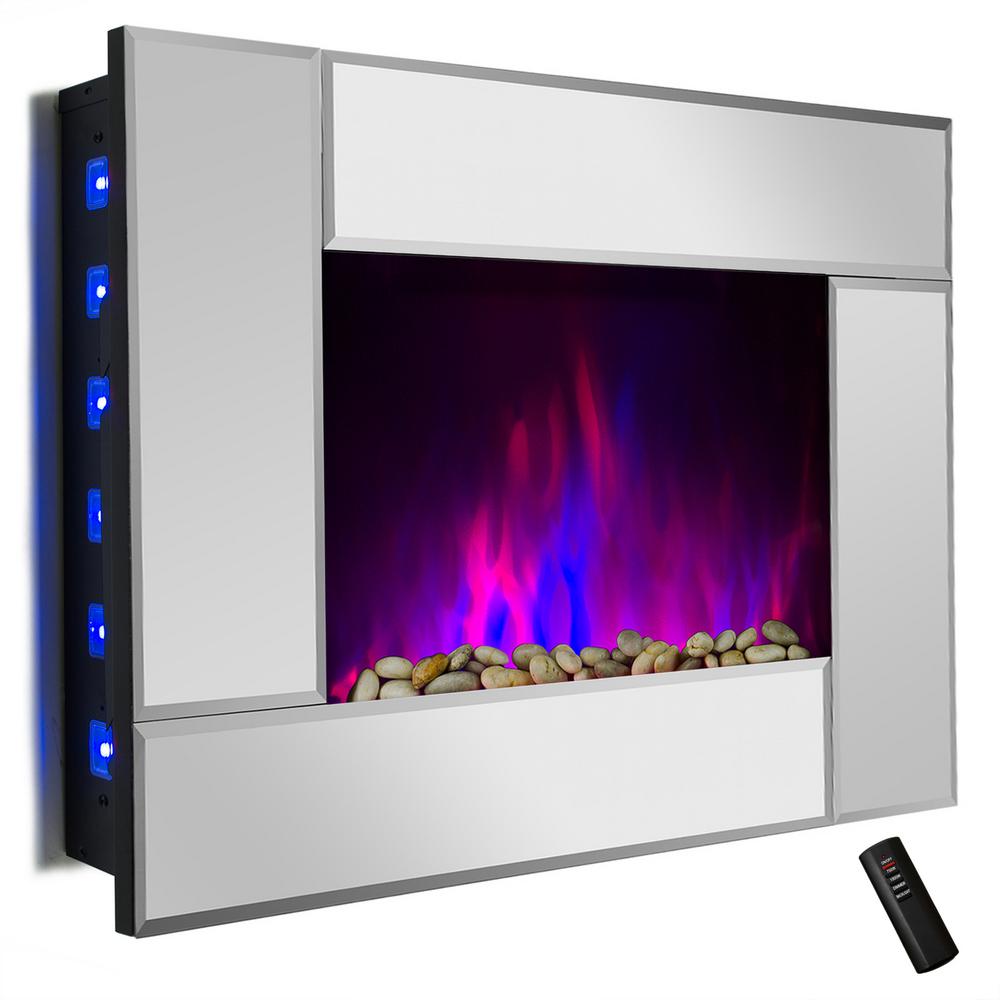 Akdy 36 In Wall Mount Electric Fireplace Heater In Mirror With