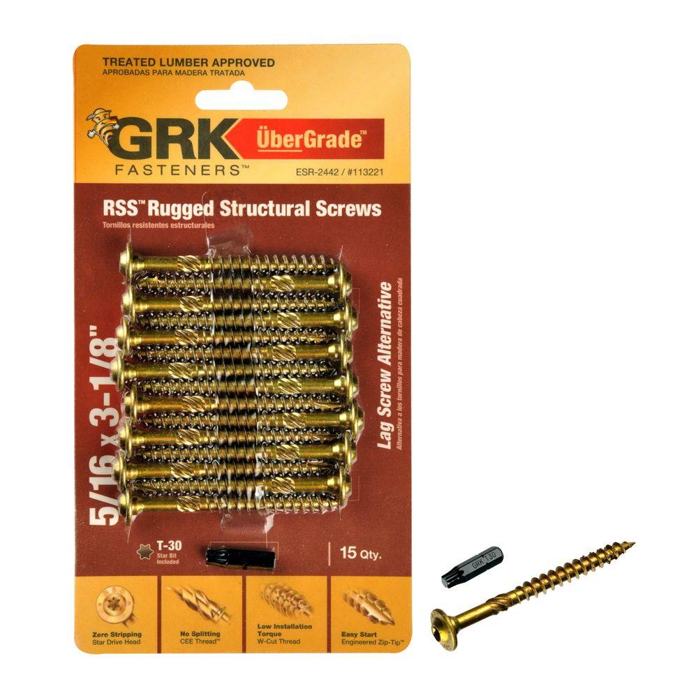 GRK Fasteners 5/16 in. x 31/8 in. Rugged Structural Screw (15Piece
