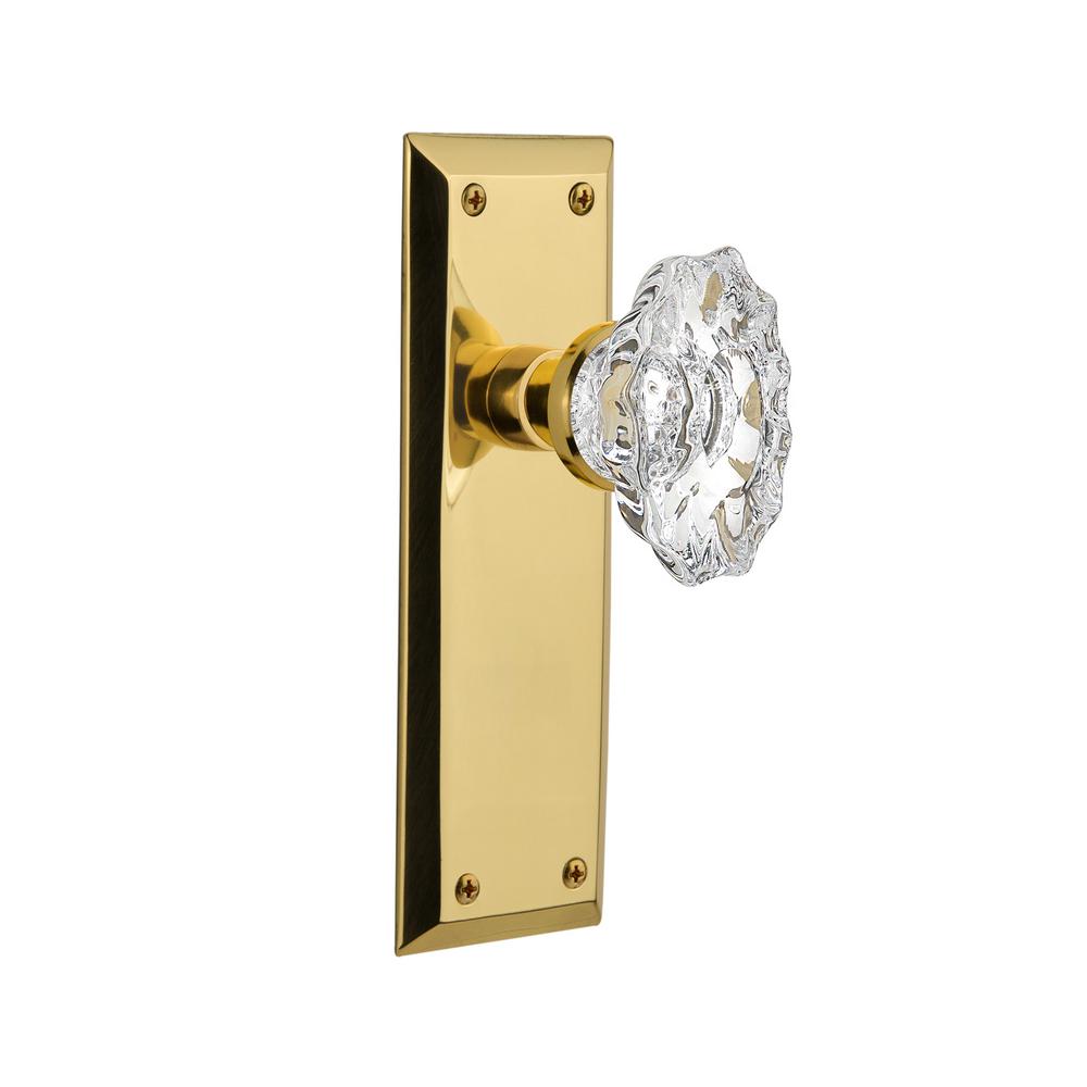 Nostalgic Warehouse New York Plate Double Dummy Chateau Door Knob in Polished Brass713842 The