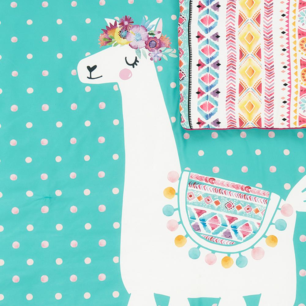 South Shore Dreamit 2 Piece Festive Llama Turquoise And Pink Twin