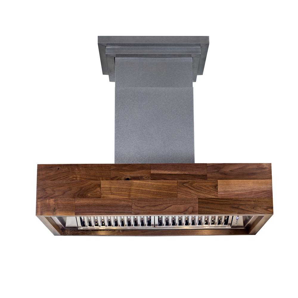 range island mount hood zline bath kitchen homedepot hoods wooden walnut butcher block
