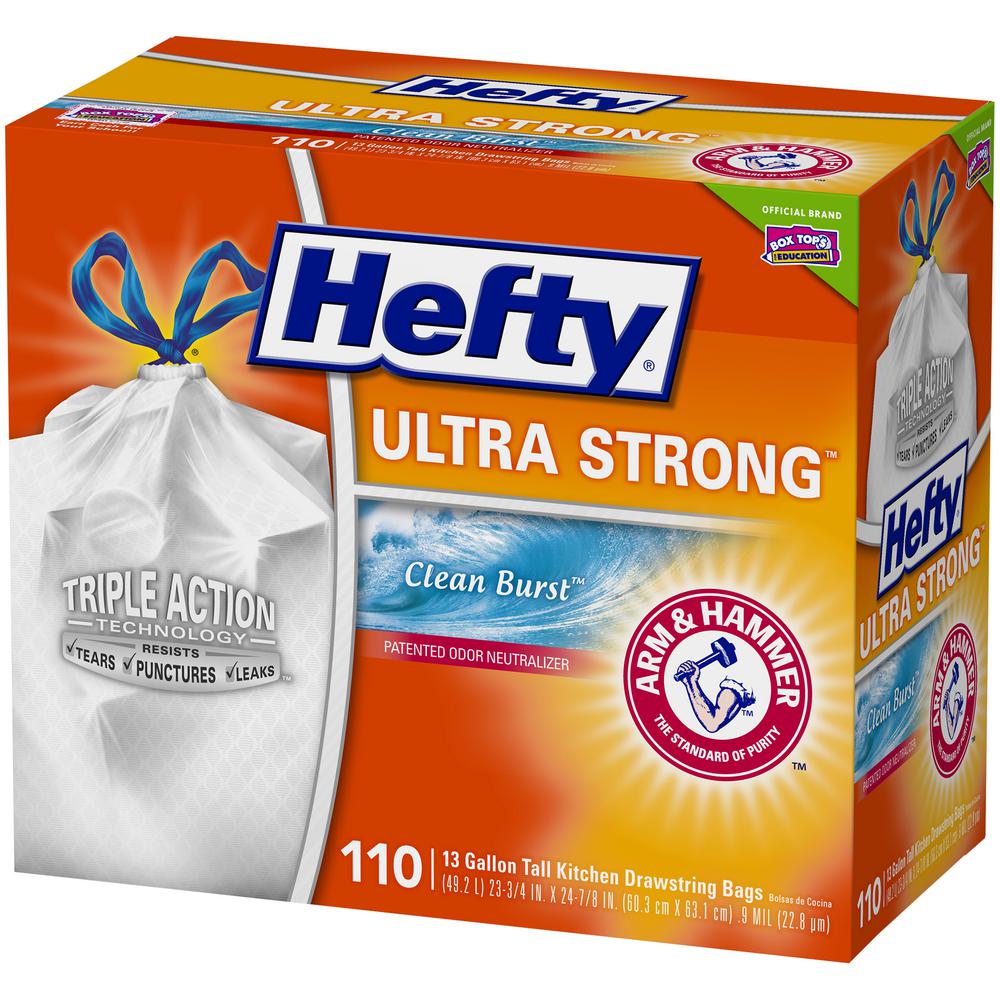 Hefty Ultra Strong 13 Gal Clean Burst Tall Kitchen Trash Bags Clean Burst Tall Kitchen Trash Bags