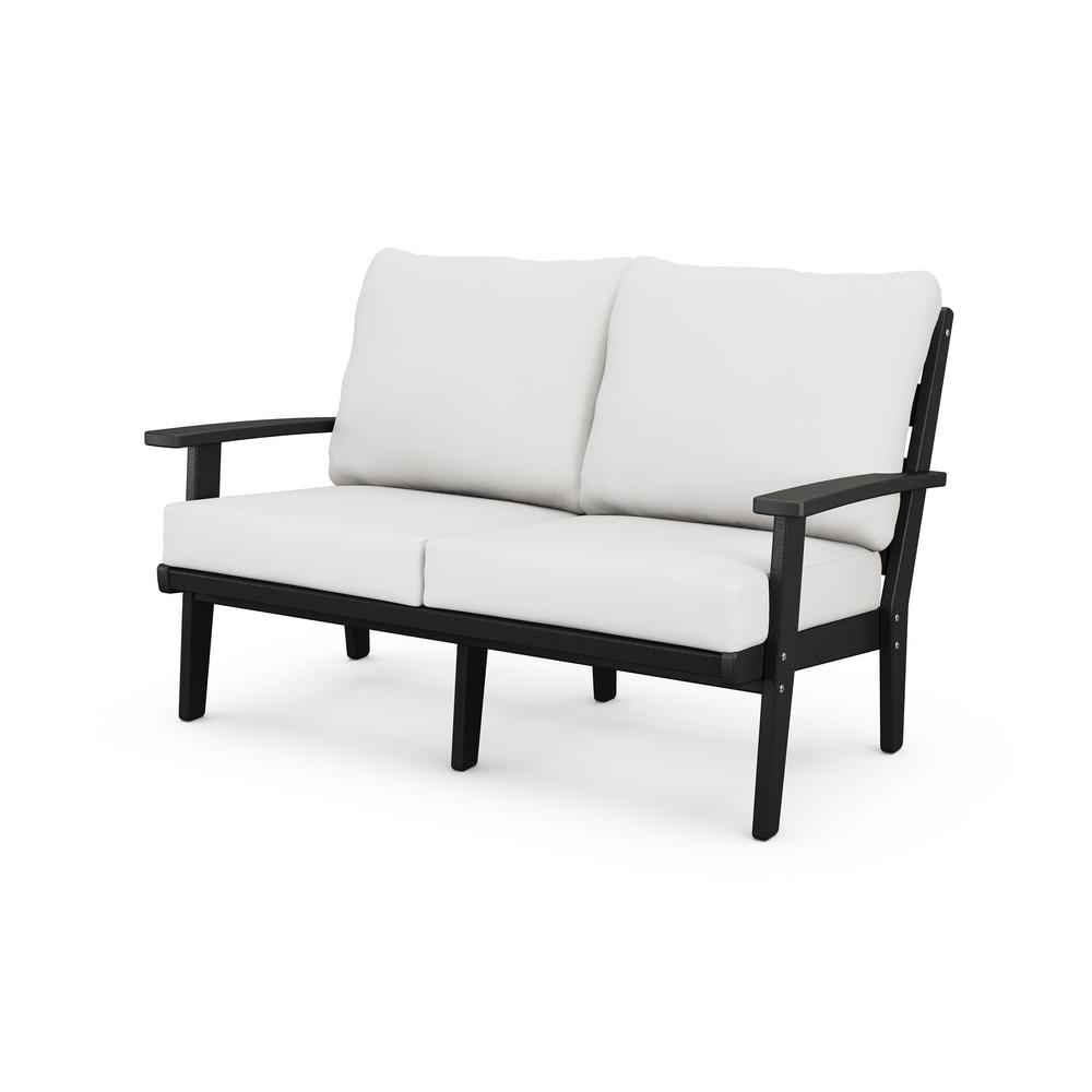 POLYWOOD Grant Park Black Plastic Outdoor Patio Deep Seating Loveseat