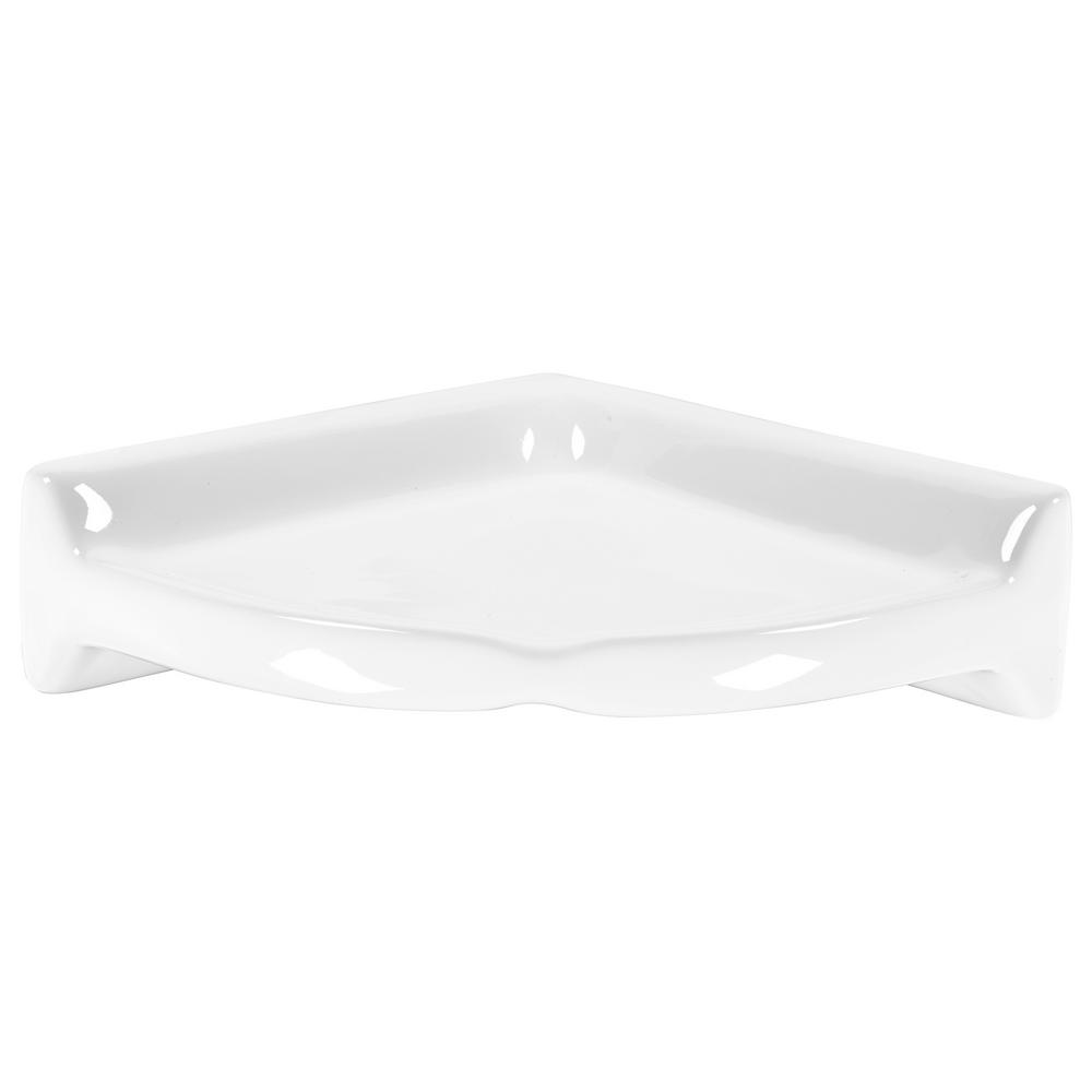 Ceramic Corner Shelf Finesse Bright White Glossy Durable ...