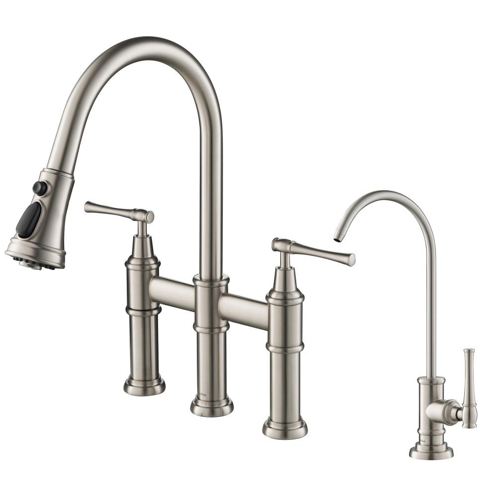 KRAUS Allyn Transitional 2-Handle Bridge Kitchen Faucet ...