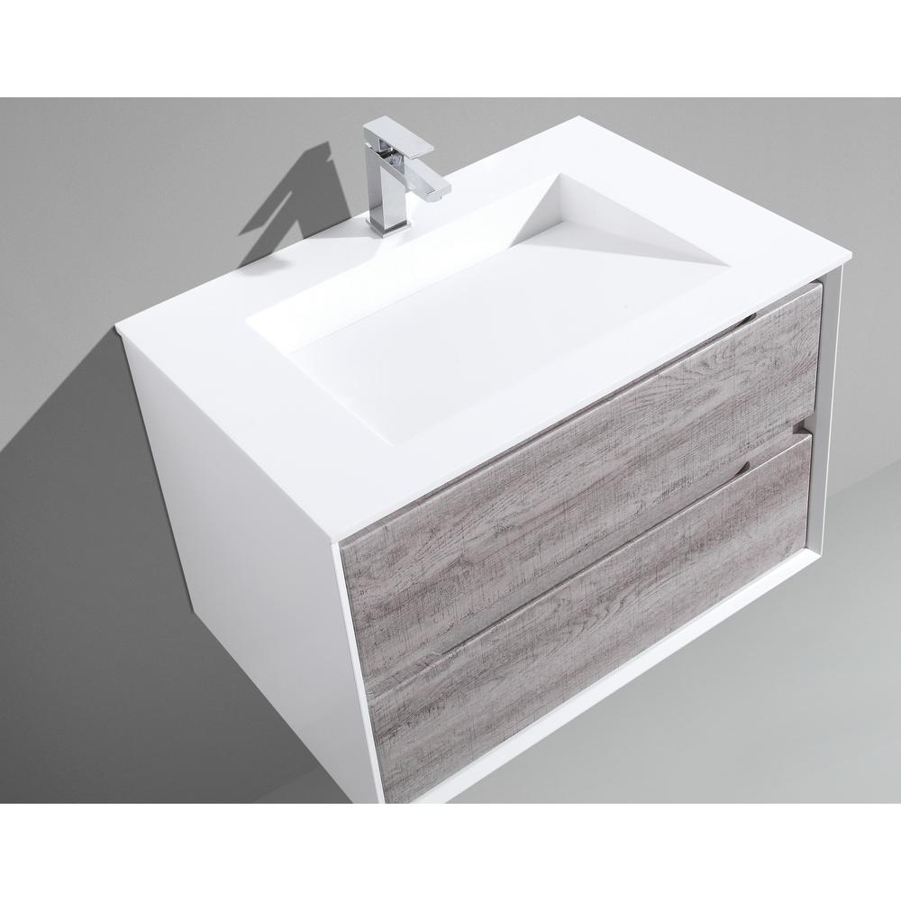 Mtd Vanities Tahiti 30 In W X 20 D H Floating Vanity Grey Oak With Acrylic Top White Infinity Basin