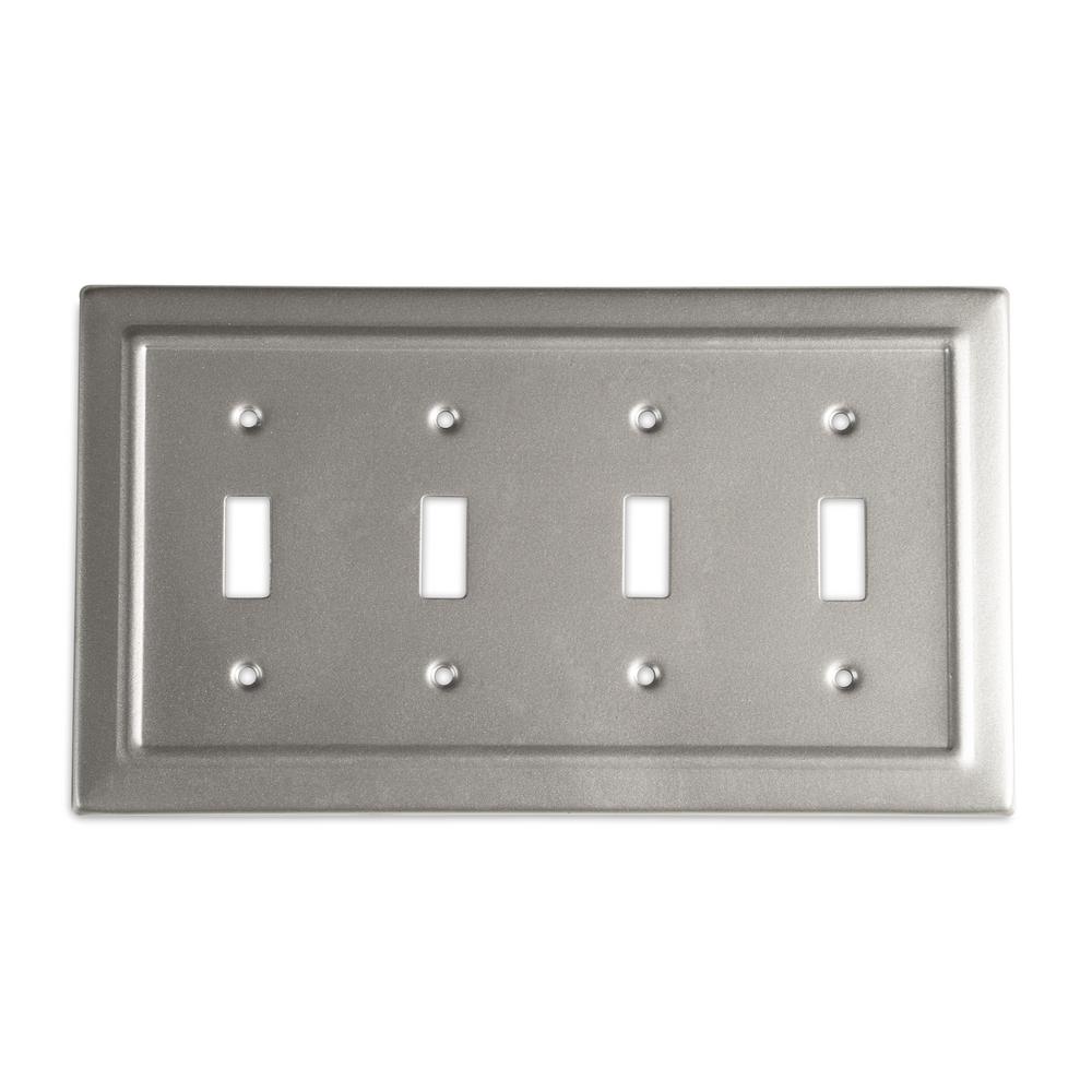 Monarch Abode Architectural Metal Quad Switch Wall Plate/Switch Plate