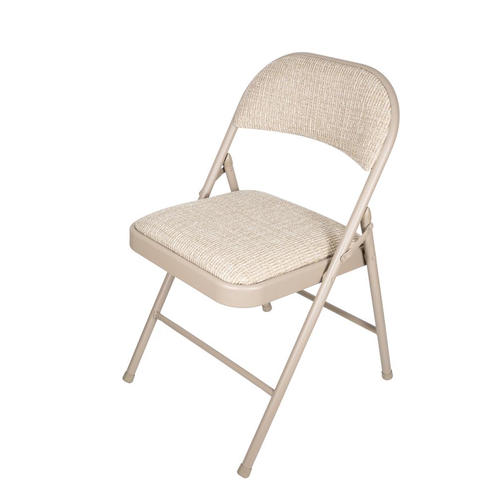 Apex Garden Beige Deluxe Fabric Padded Seat Folding Chair Set Of 4 Fc 328bg The Home Depot