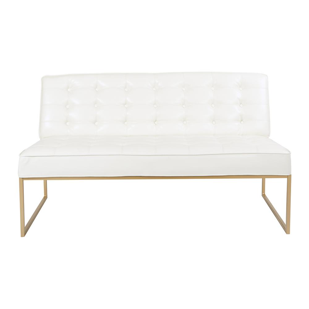 Office Star Products Anthony White Faux Leather With Coated Gold