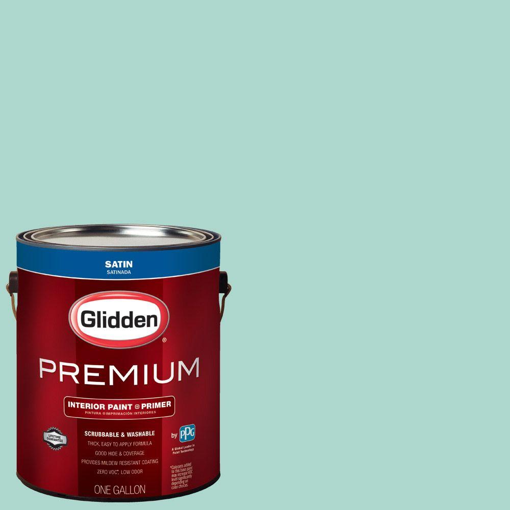 Glidden Premium 1 gal. HDGB06 Washed Teal Satin Interior Paint with
