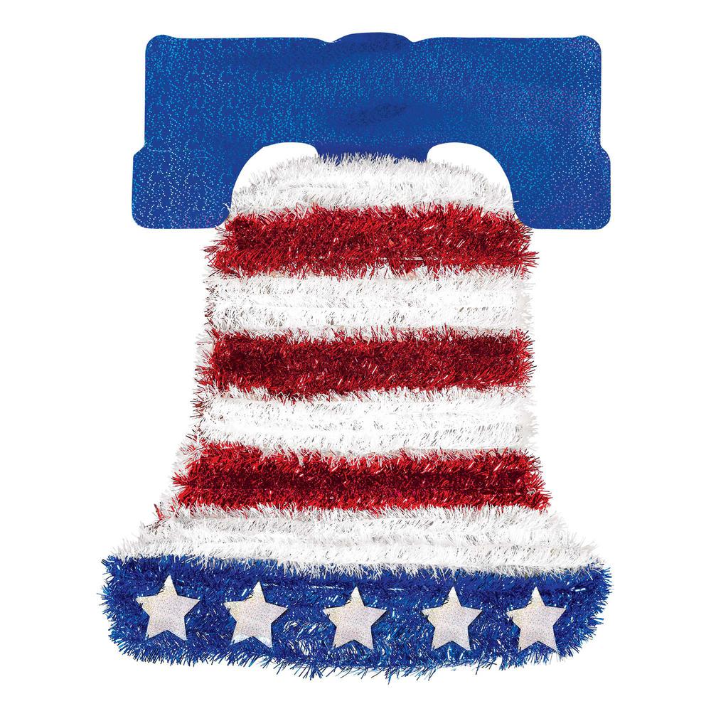 Amscan 18 in. x 14 in. Patriotic Tinsel Bell Decoration (2-Pack)-241719