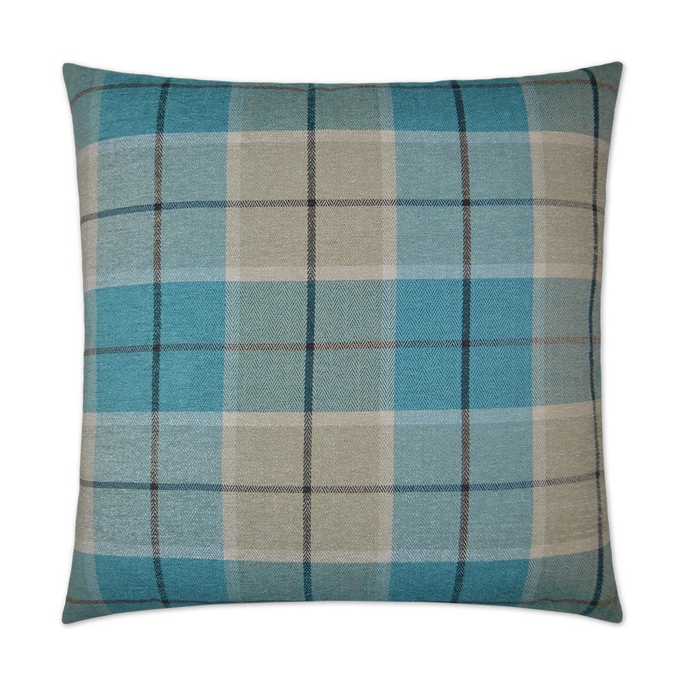 Penn Plaid Turquoise Plaid Down 24 In X 24 In Throw Pillow 2581