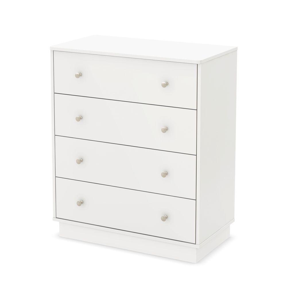 South Shore Litchi 4 Drawer Pure White Chest 9011034 The Home Depot