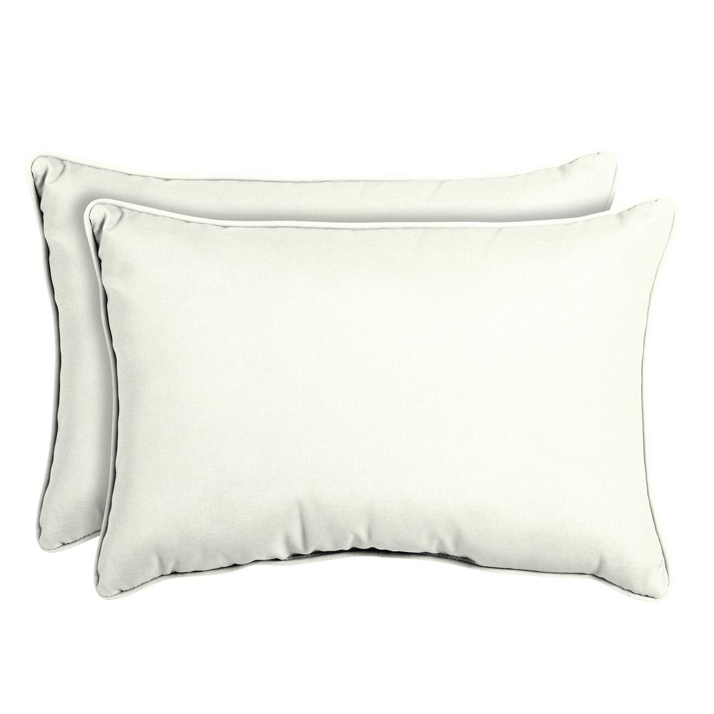 Sunbrella Canvas White Oversized Lumbar Outdoor Throw Pillow (2-Pack)